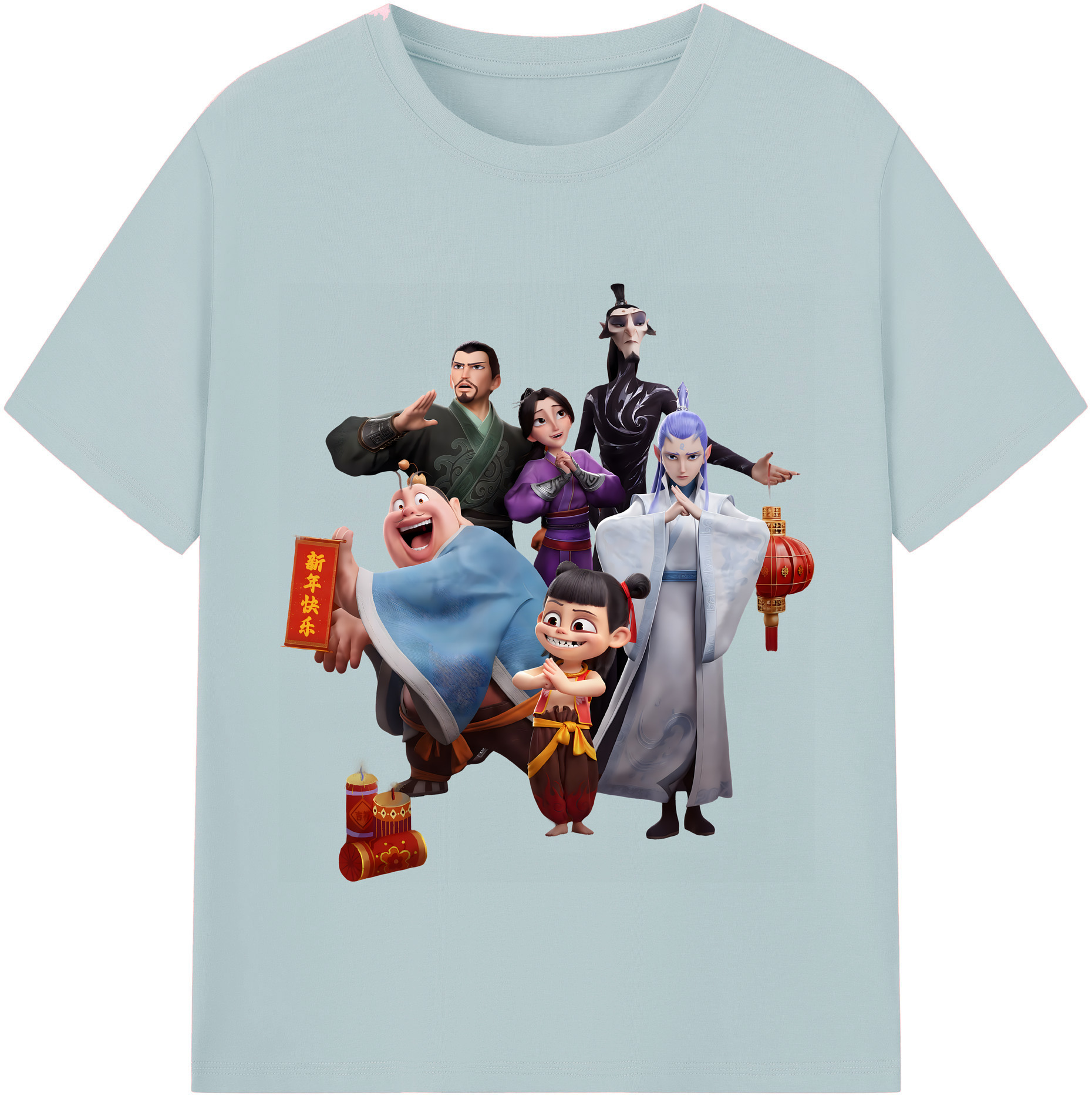 （画像用） Ne Zha 2 ナタ 魔童の大暴れ 綿100％半袖Tシャツ（フロントプリント）
